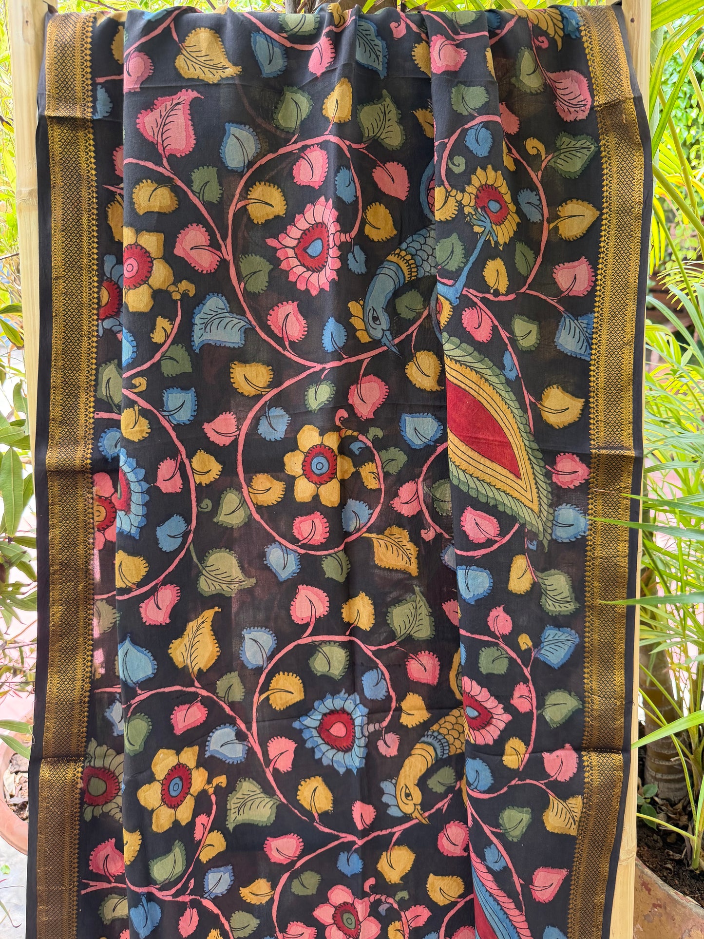 Bangalore silk penkalamkari dupatta