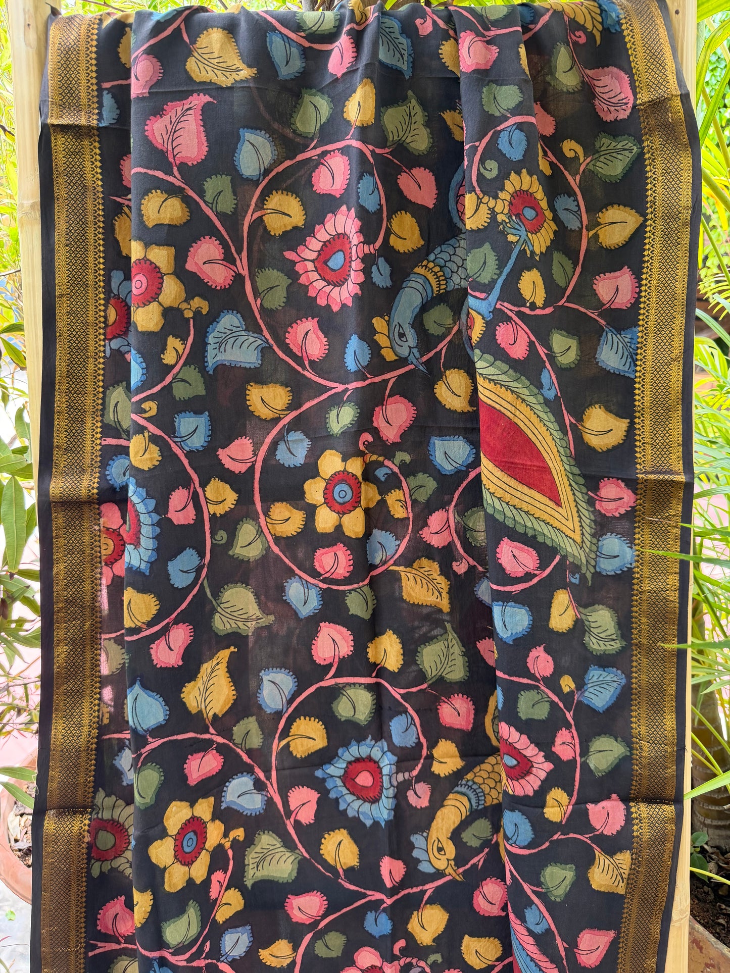 Bangalore silk penkalamkari dupatta