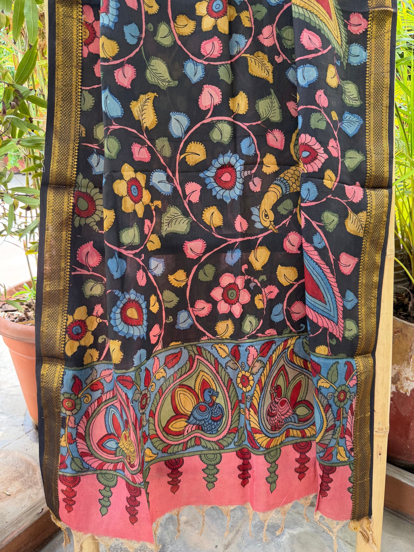Bangalore silk penkalamkari dupatta