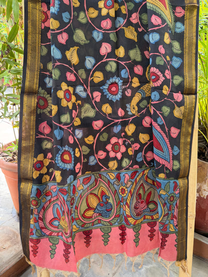 Bangalore silk penkalamkari dupatta