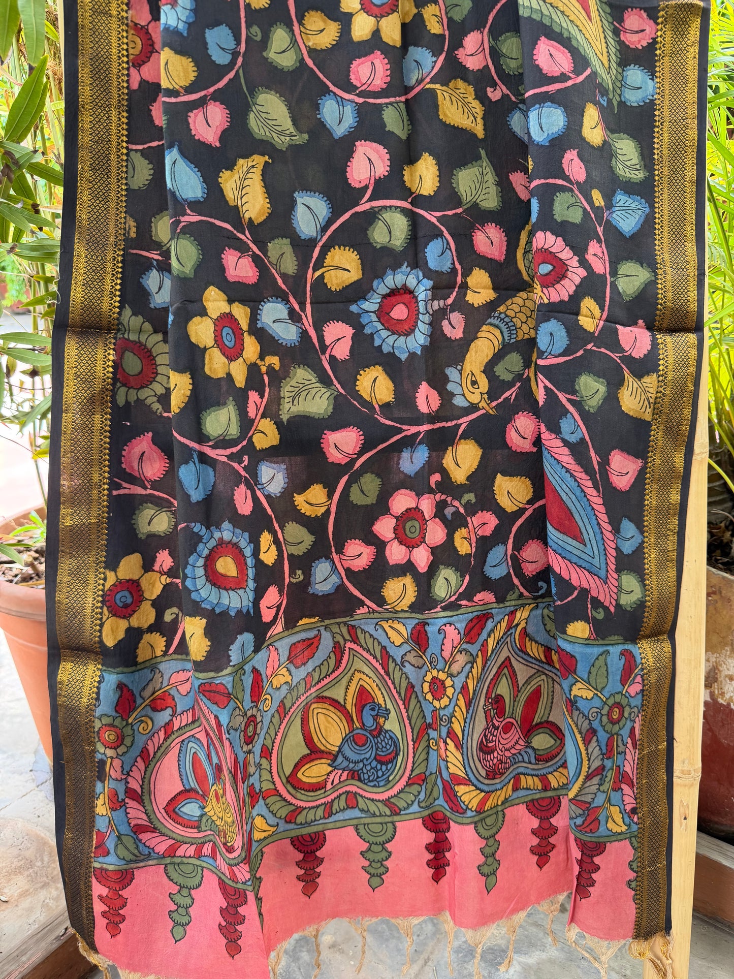Bangalore silk penkalamkari dupatta