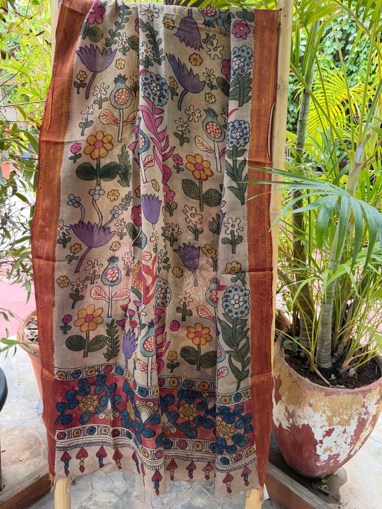 Bangalore silk penkalamkari dupatta