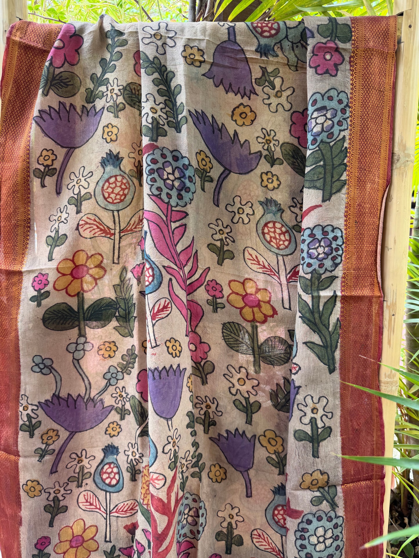 Bangalore silk penkalamkari dupatta
