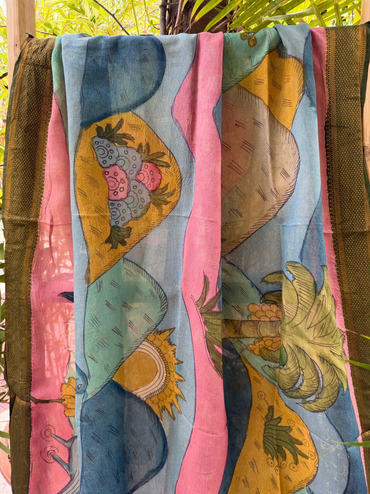 Bangalore silk penkalamkari dupatta