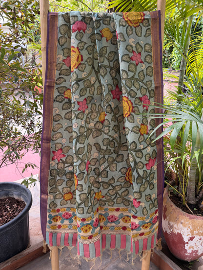 Bangalore silk penkalamkari dupatta