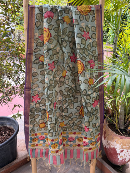 Bangalore silk penkalamkari dupatta