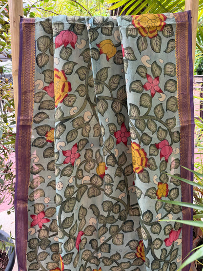 Bangalore silk penkalamkari dupatta