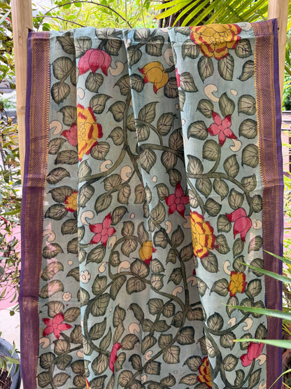 Bangalore silk penkalamkari dupatta