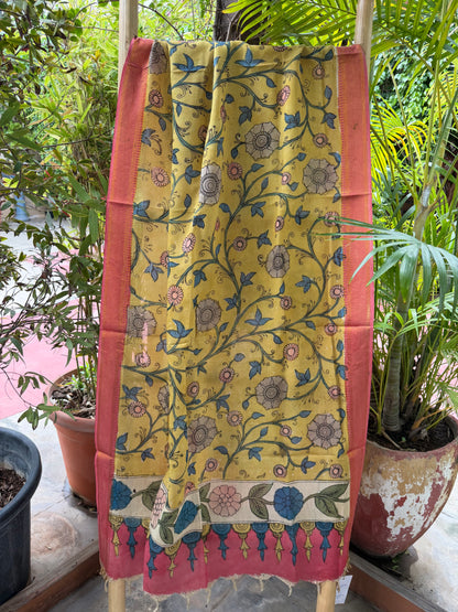 Bangalore silk penkalamkari dupatta