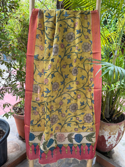 Bangalore silk penkalamkari dupatta