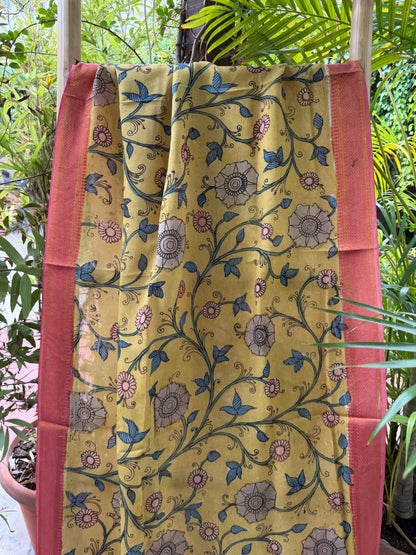 Bangalore silk penkalamkari dupatta