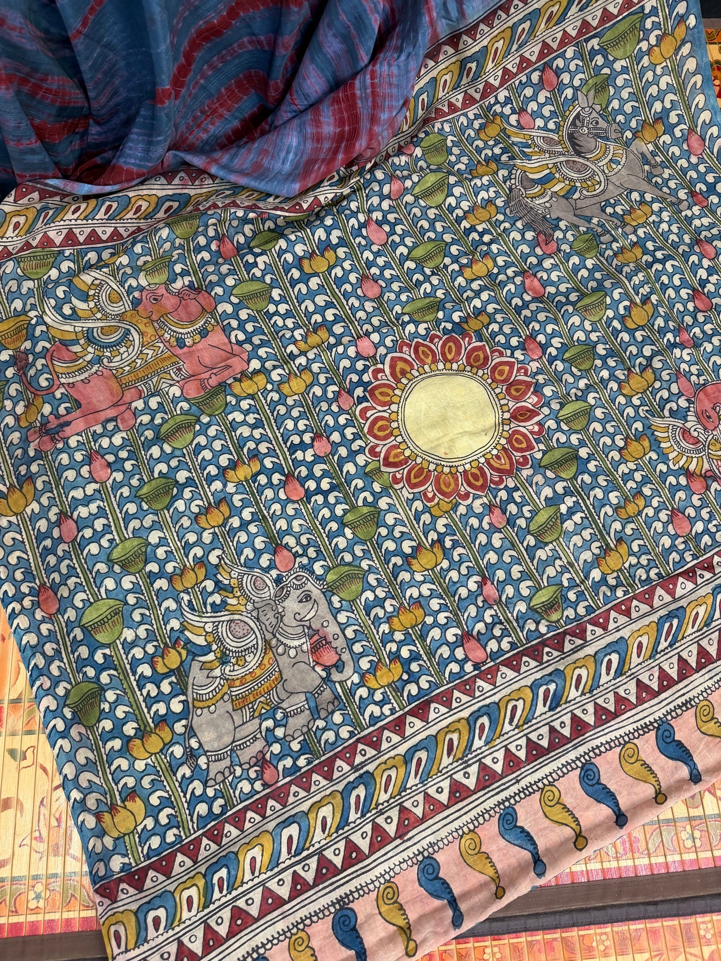 Silkcotton penkalamkari saree