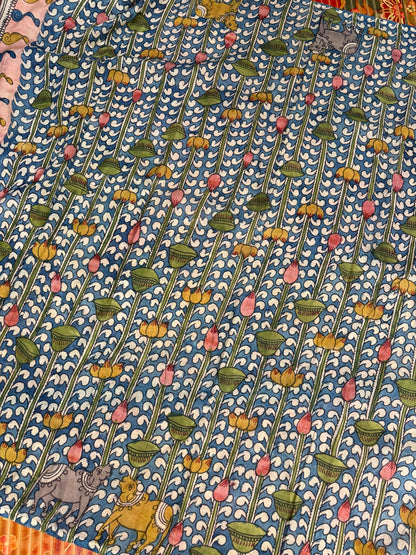 Silkcotton penkalamkari saree