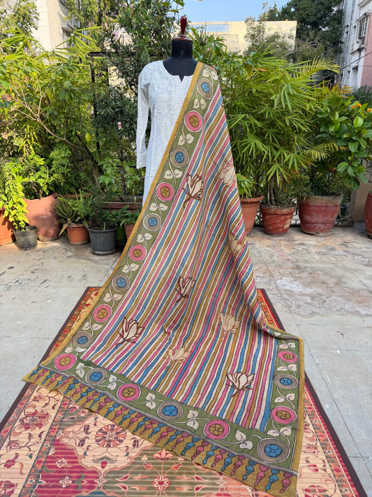 Silkcotton Penkalamkari Dupattas.
