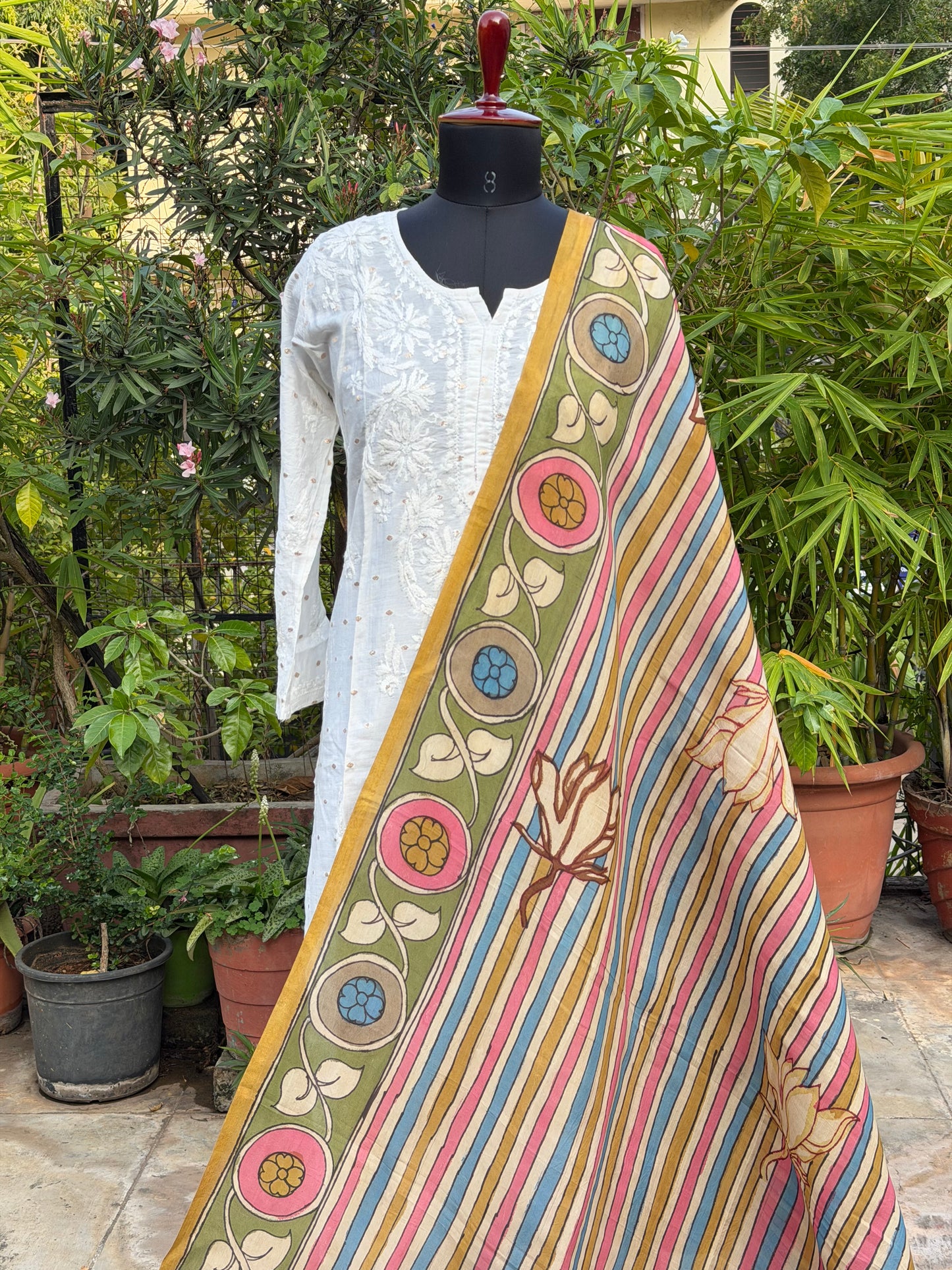 Silkcotton Penkalamkari Dupattas.