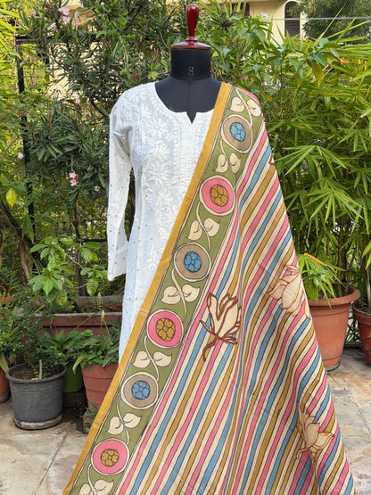 Silkcotton Penkalamkari Dupattas.
