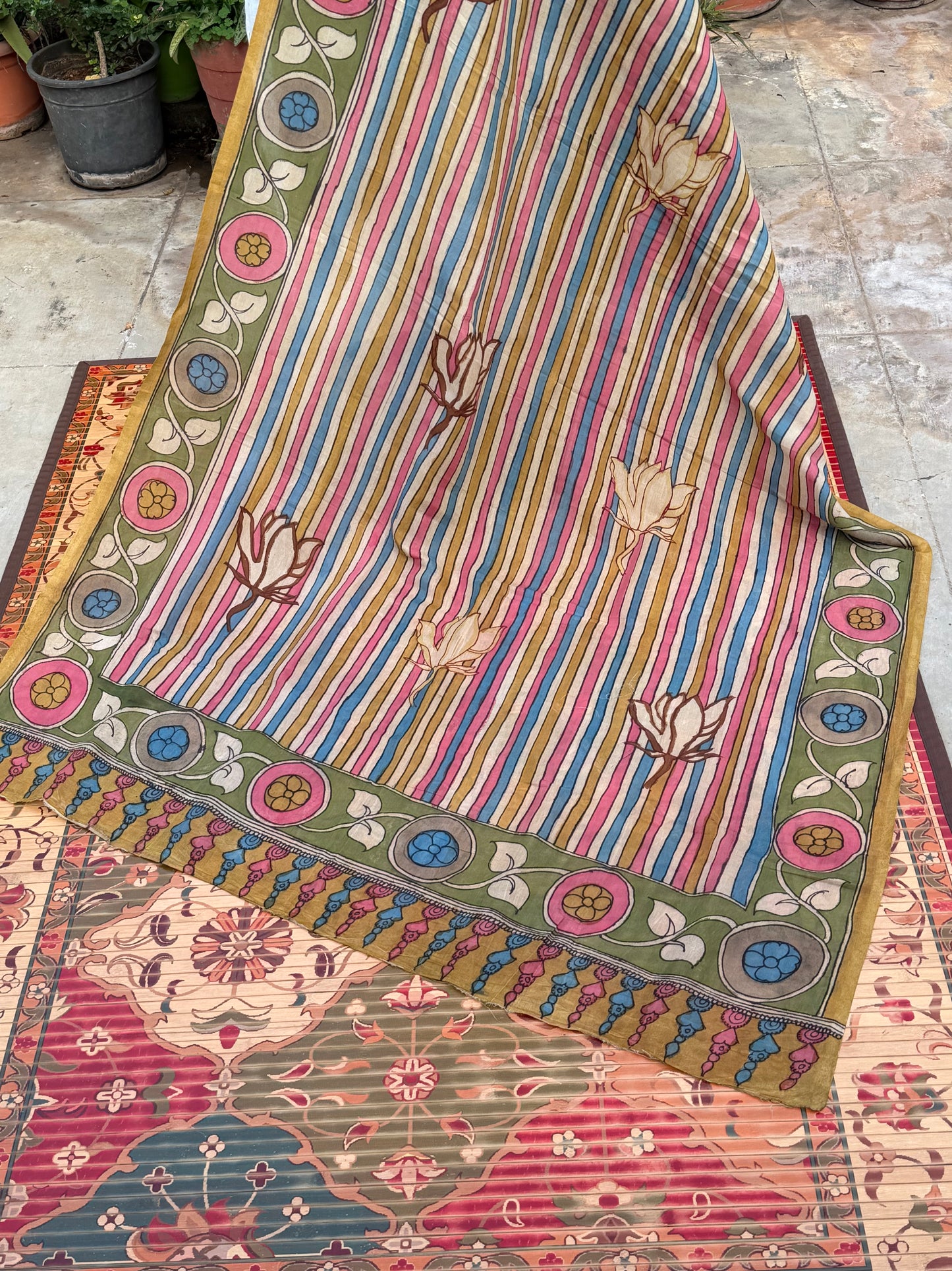 Silkcotton Penkalamkari Dupattas.