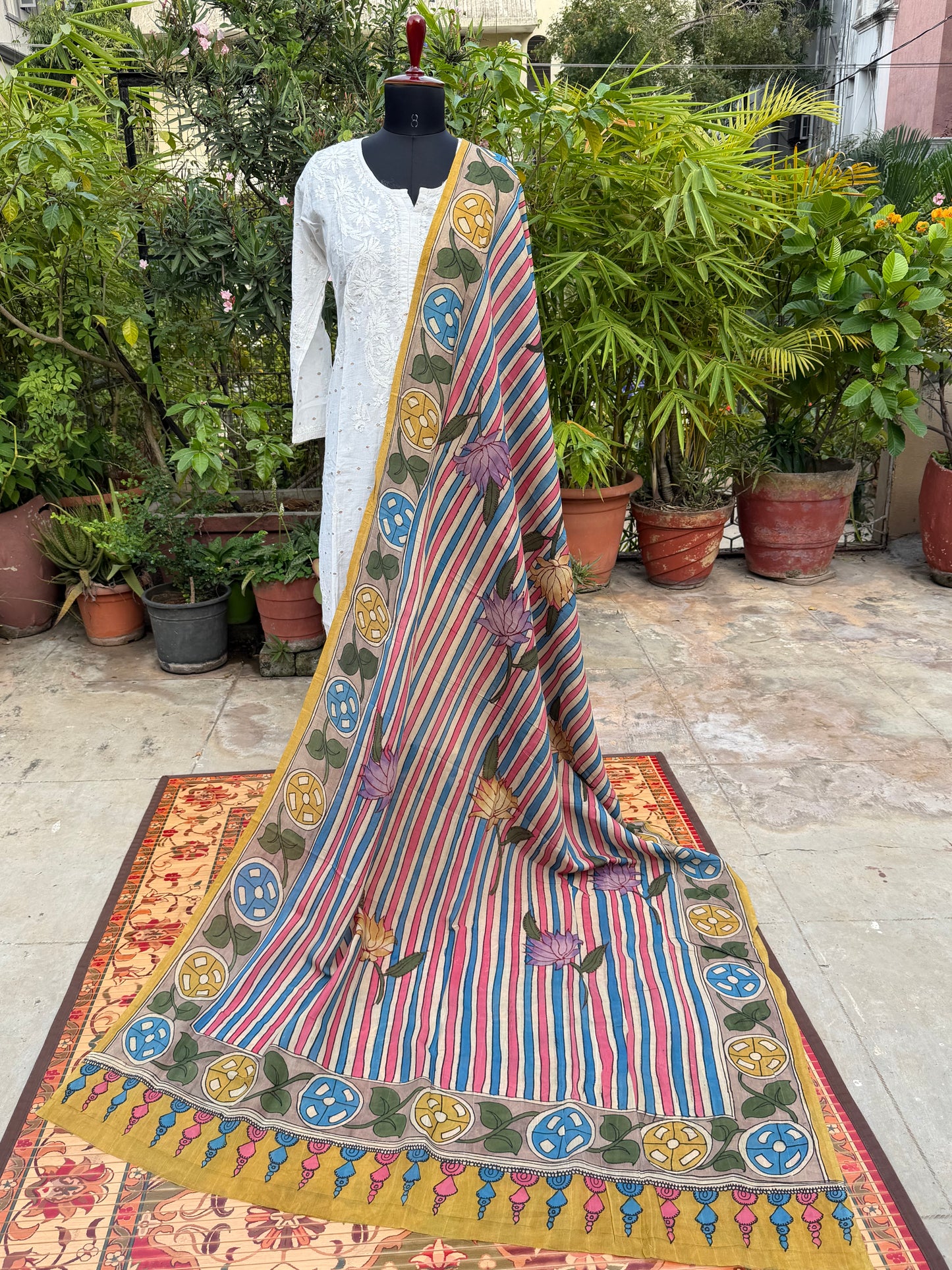 Silkcotton Penkalamkari Dupattas.