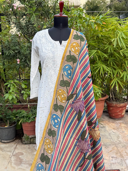 Silkcotton Penkalamkari Dupattas.