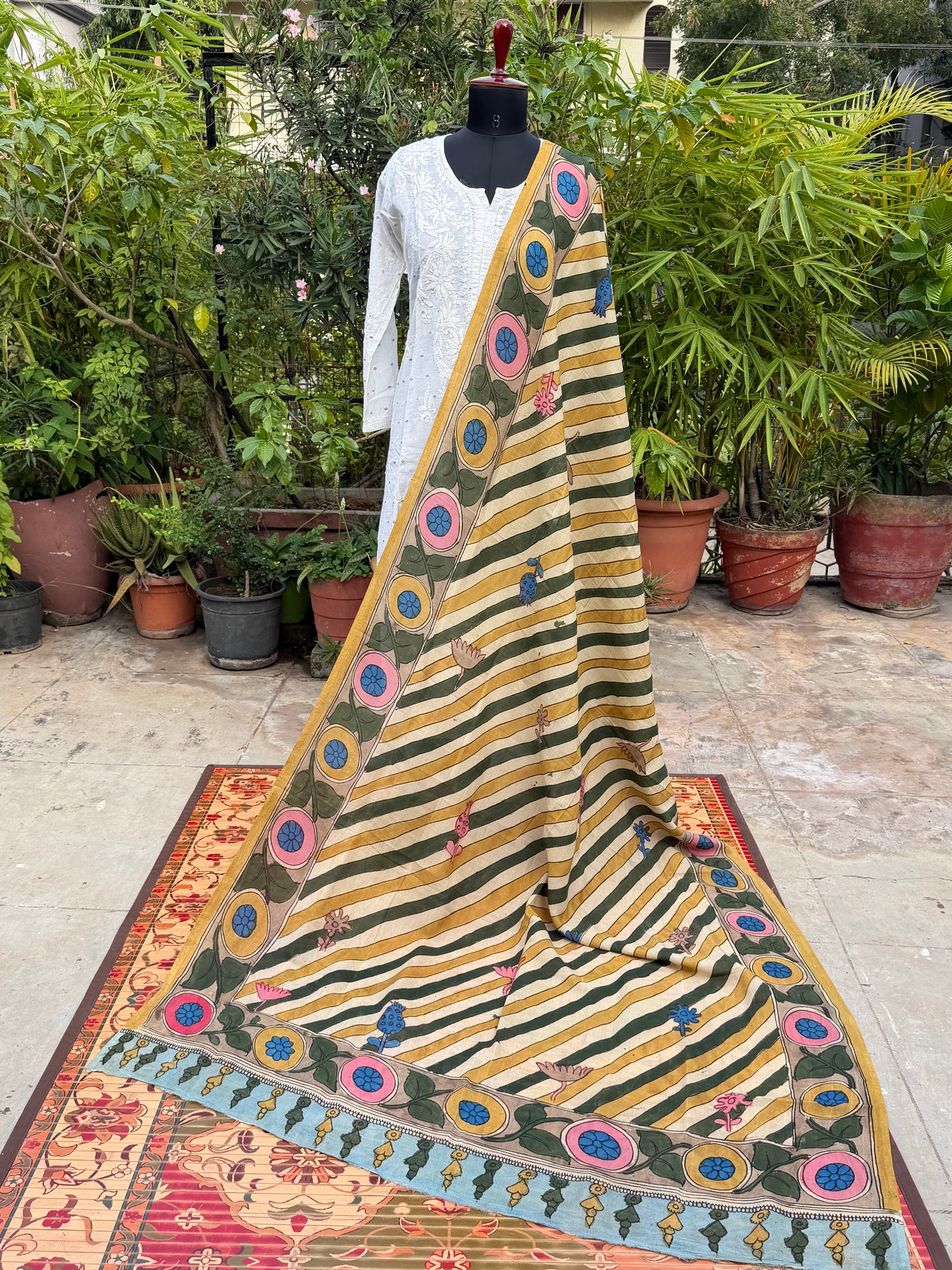 Silkcotton Penkalamkari Dupattas.