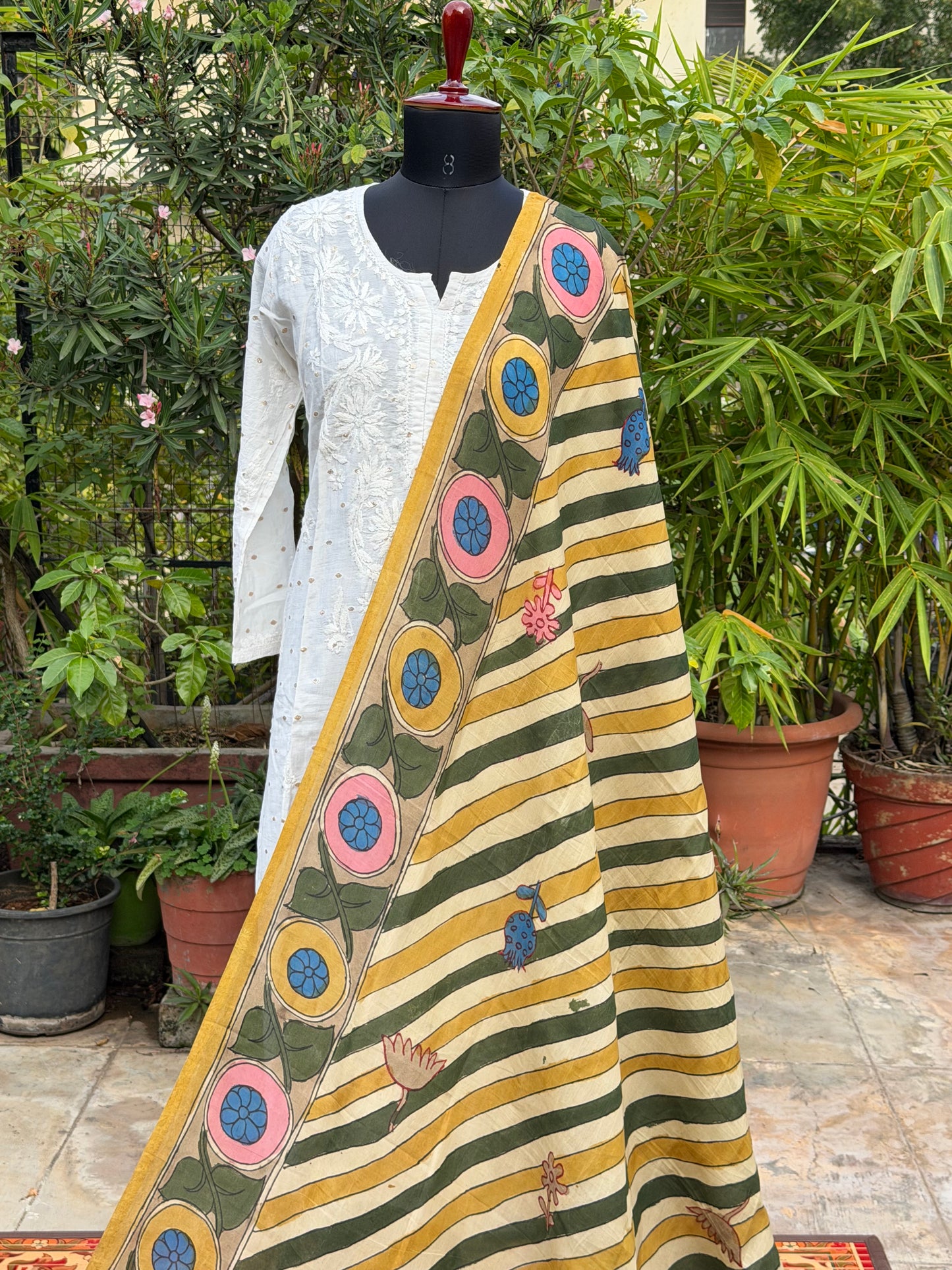 Silkcotton Penkalamkari Dupattas.