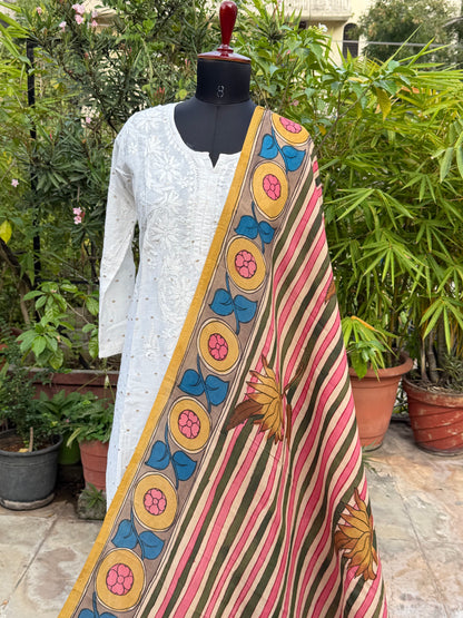 Silkcotton Penkalamkari Dupattas.