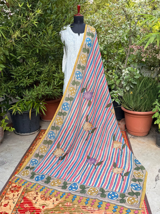 Silkcotton Penkalamkari Dupattas.