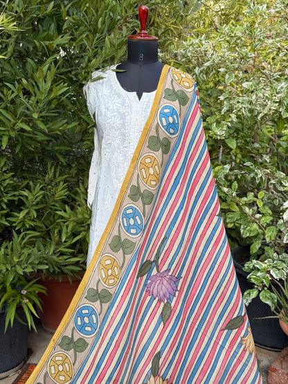 Silkcotton Penkalamkari Dupattas.