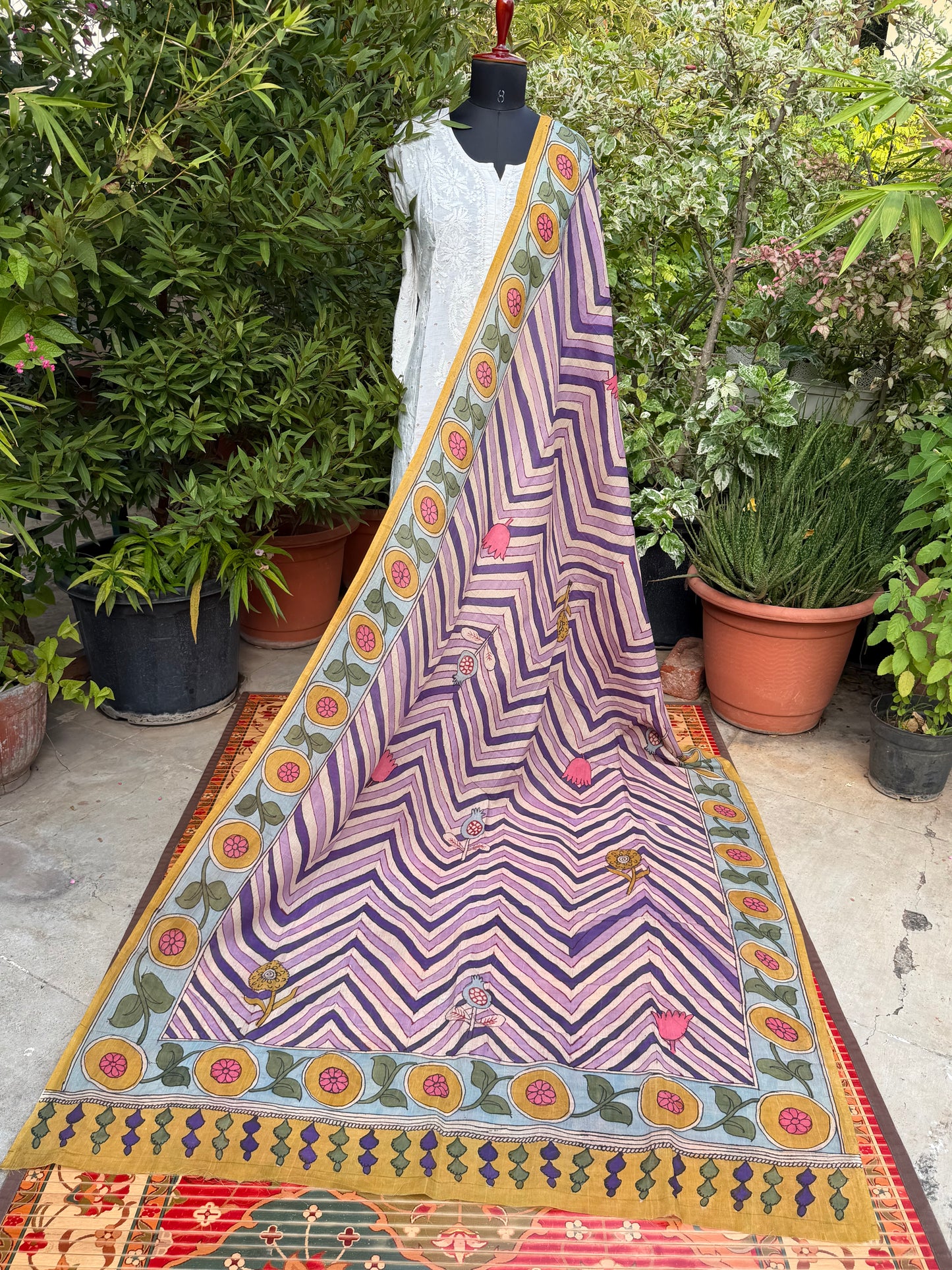 Silkcotton Penkalamkari Dupattas.