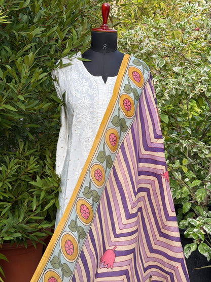 Silkcotton Penkalamkari Dupattas.