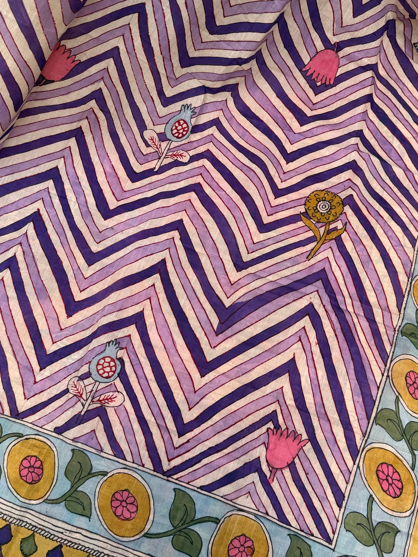 Silkcotton Penkalamkari Dupattas.