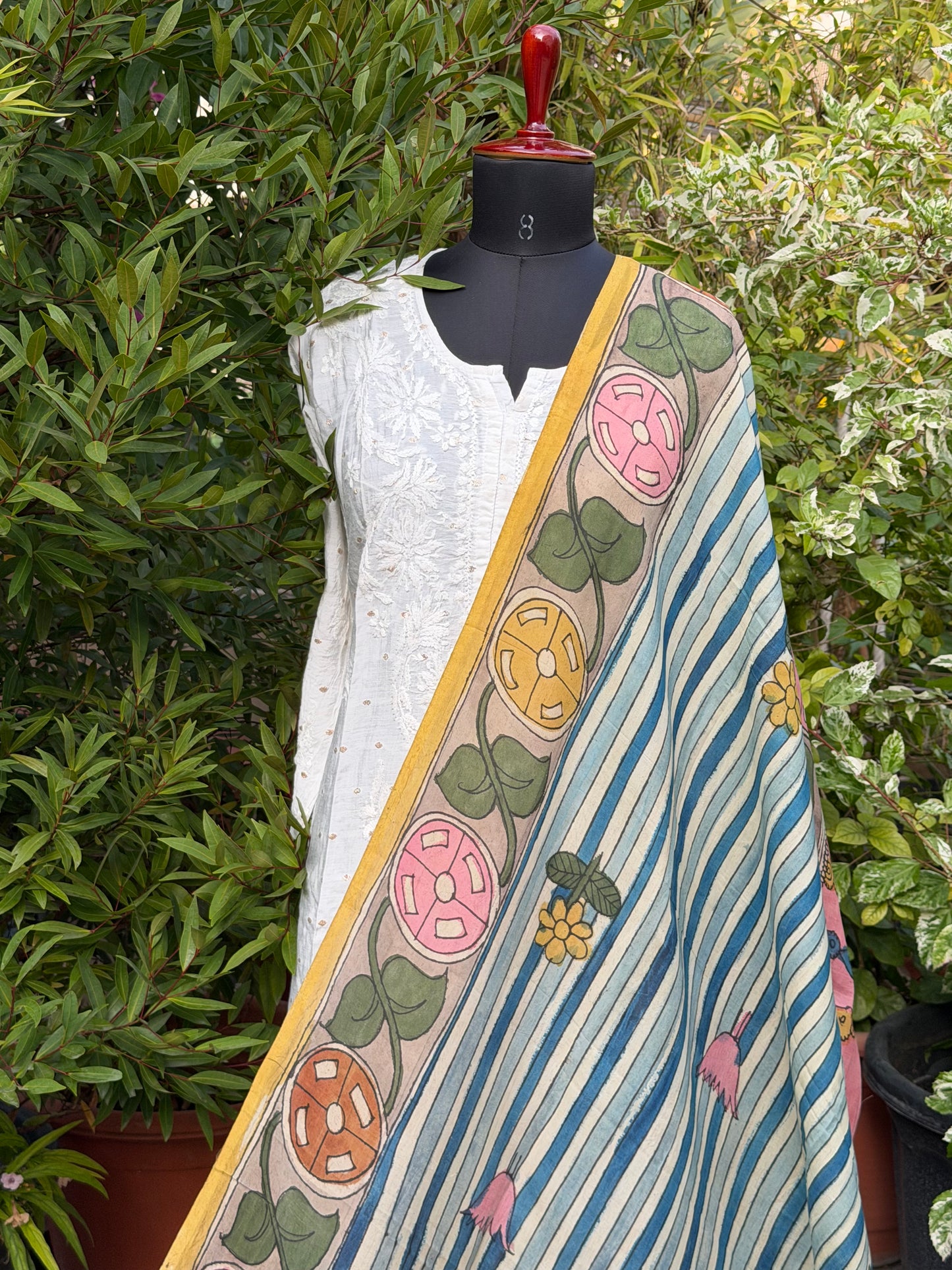Silkcotton Penkalamkari Dupattas.