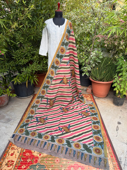 Silkcotton Penkalamkari Dupattas.