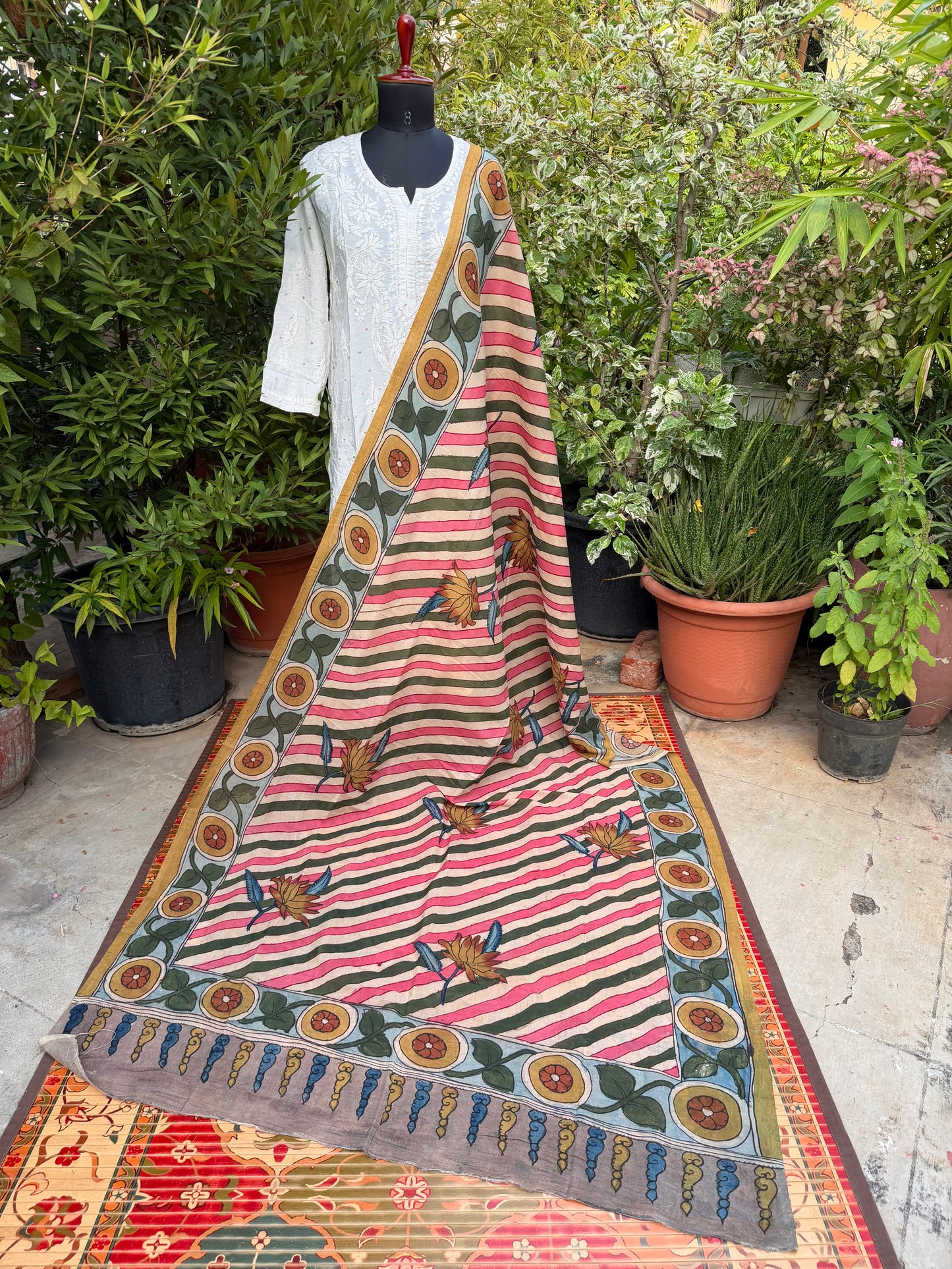 Silkcotton Penkalamkari Dupattas.