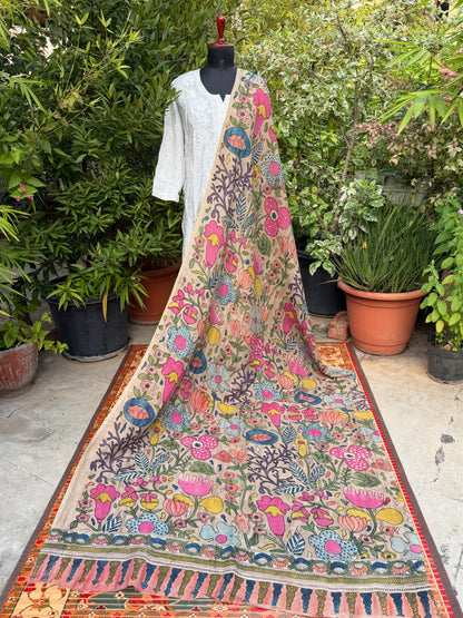 Silkcotton Penkalamkari Dupattas.