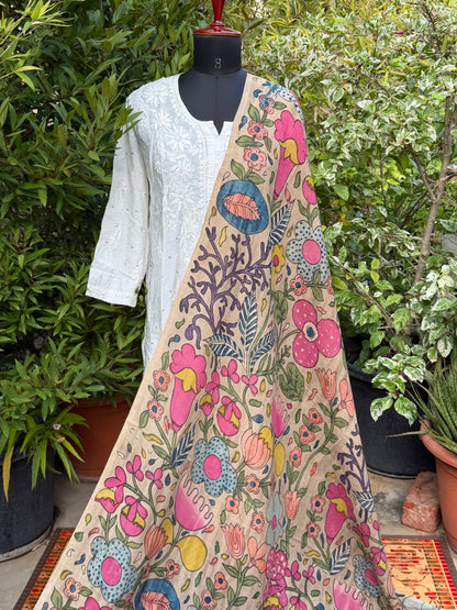 Silkcotton Penkalamkari Dupattas.