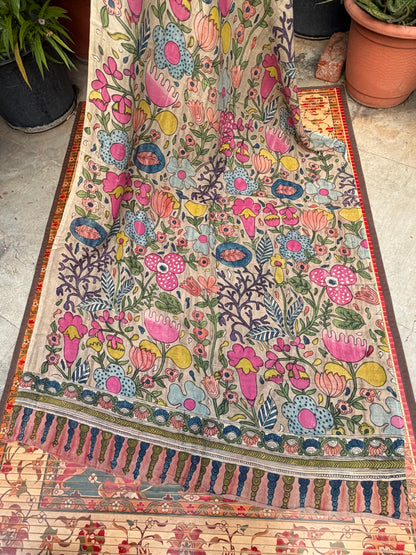Silkcotton Penkalamkari Dupattas.