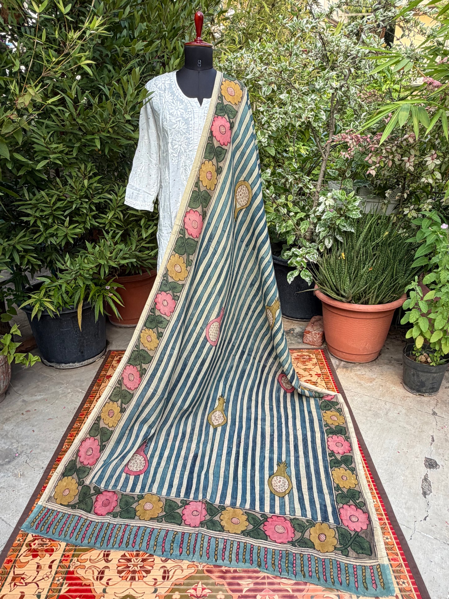 Silkcotton Penkalamkari Dupattas.