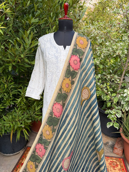 Silkcotton Penkalamkari Dupattas.