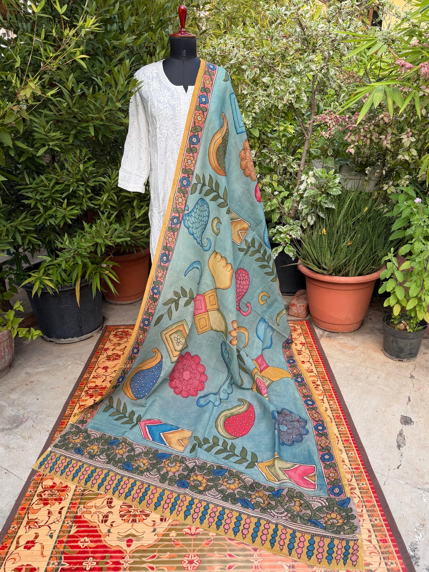 Silkcotton Penkalamkari Dupattas.