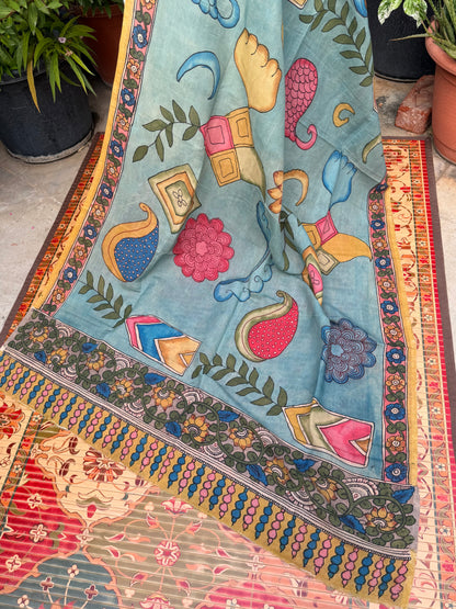 Silkcotton Penkalamkari Dupattas.