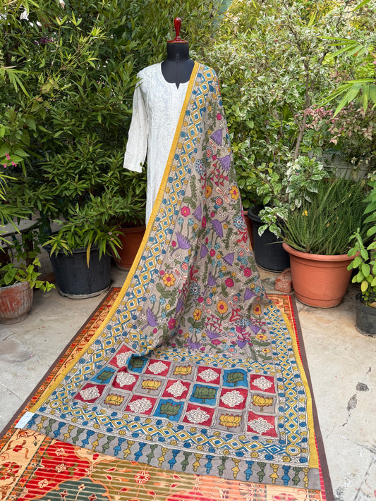 Silkcotton Penkalamkari Dupattas.