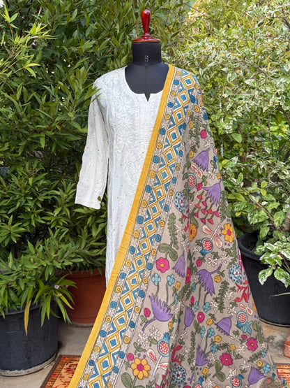 Silkcotton Penkalamkari Dupattas.