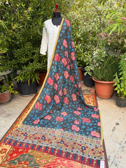 Silkcotton Penkalamkari Dupattas.