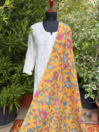 Silkcotton Penkalamkari Dupattas.