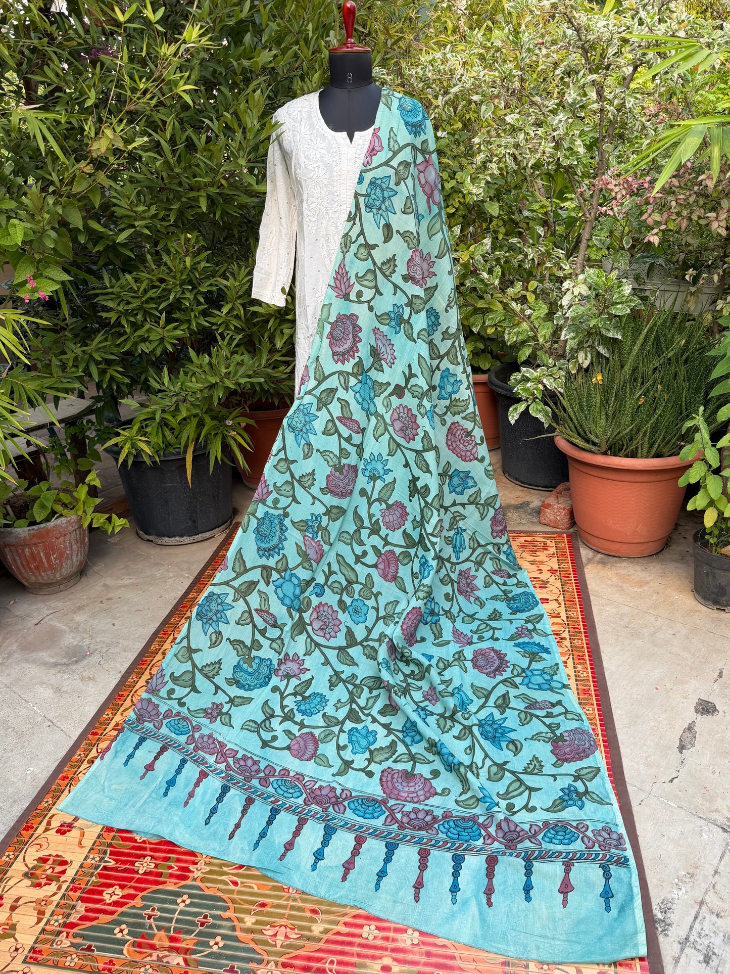 Silkcotton Penkalamkari Dupattas.