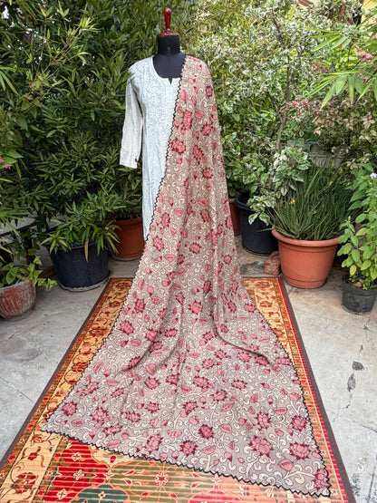 Silkcotton Penkalamkari Dupattas.