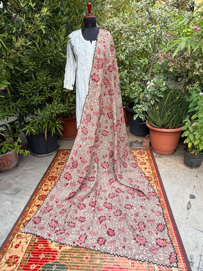 Silkcotton Penkalamkari Dupattas.