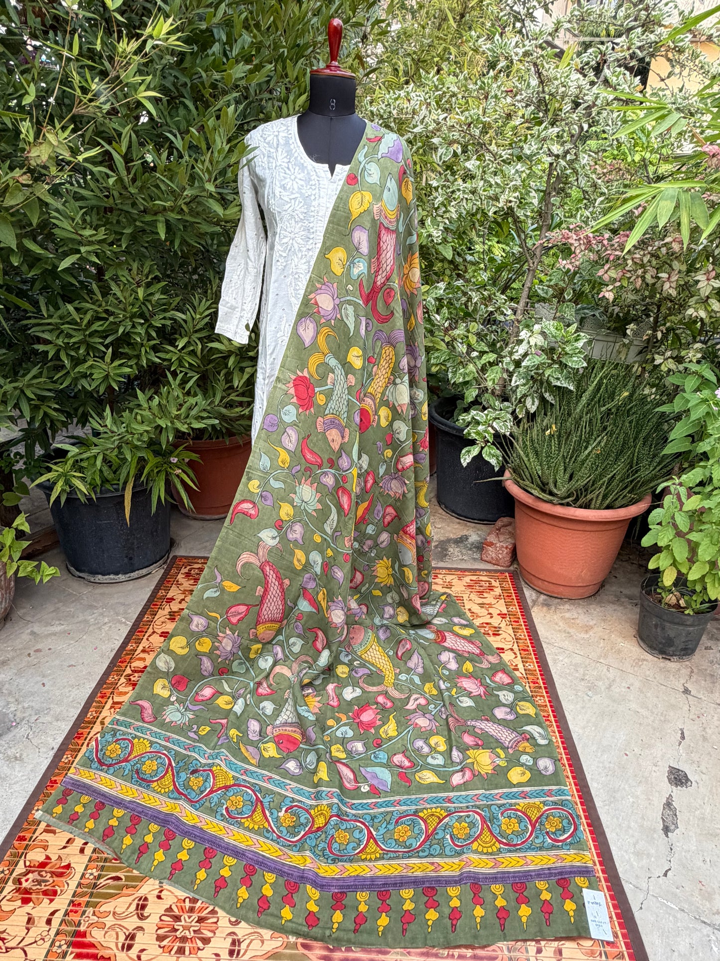 Silkcotton Penkalamkari Dupattas.