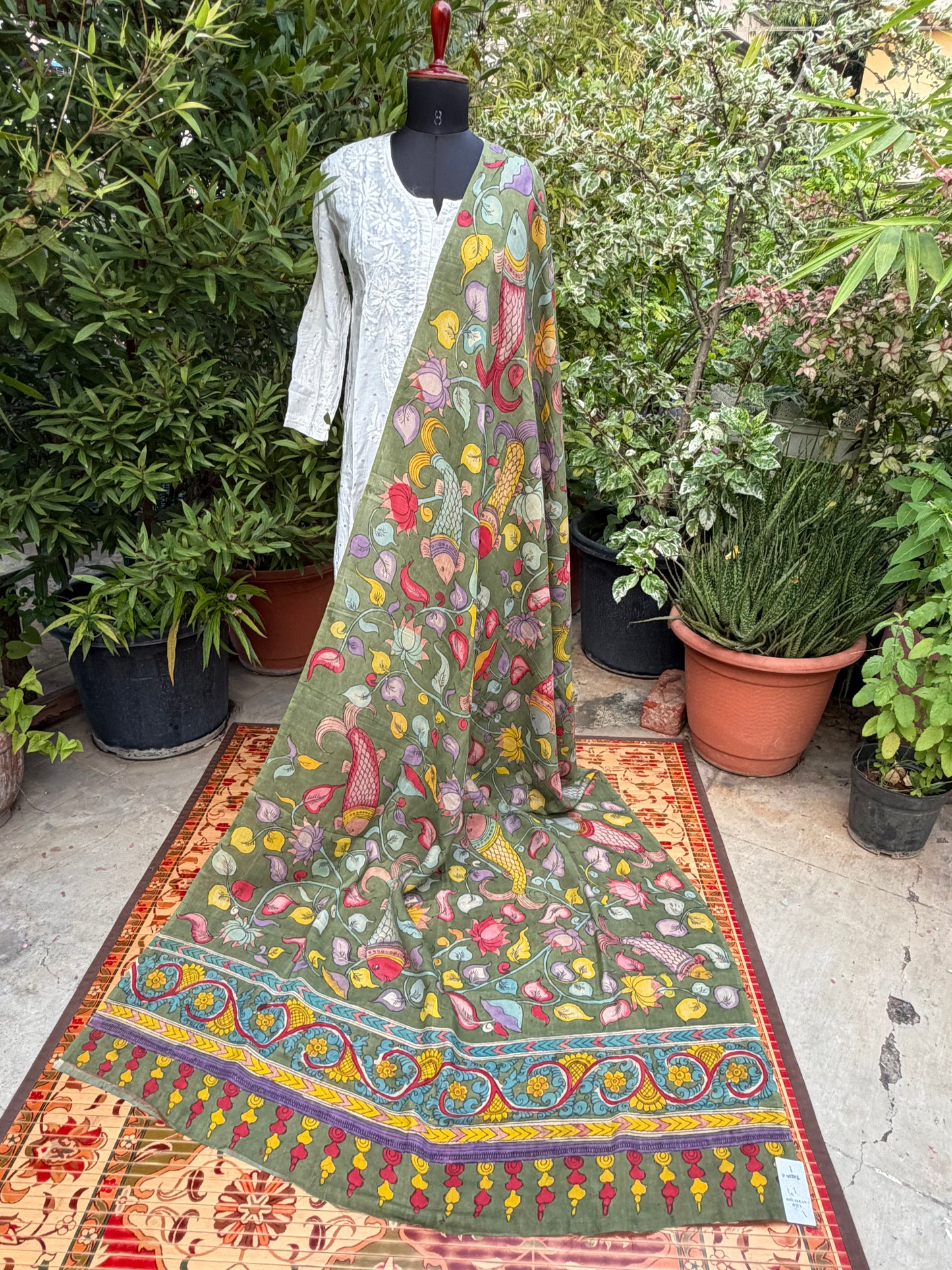 Silkcotton Penkalamkari Dupattas.